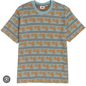 Brand New Obey Depiction Jacquard T-shirt Sky Blue Multi Men’s Medium